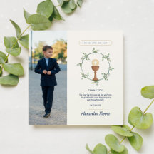 Photo Communion Thank You Card – Floral Wreath