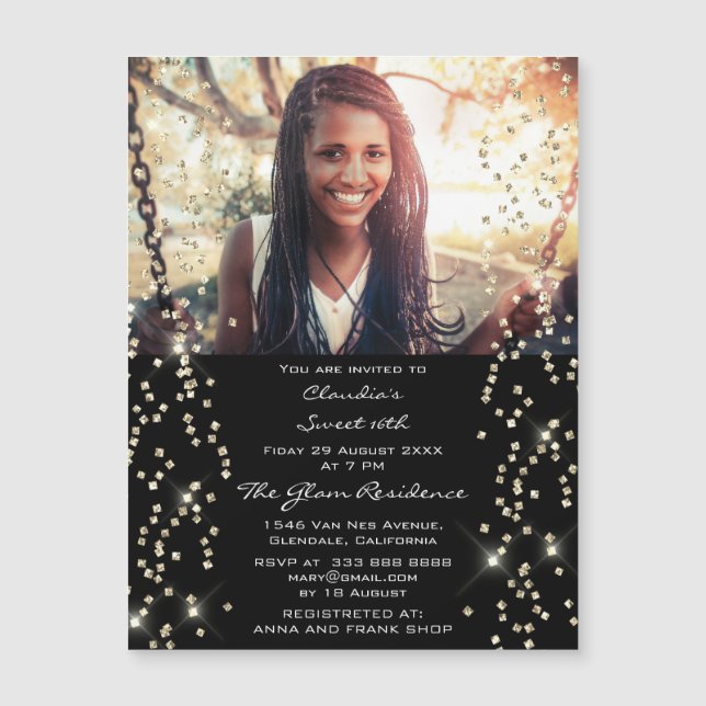 Photo Confetti Bridal Shower Birthday Party Black (Front)