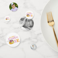 Photo confetti first birthday little pumpkin