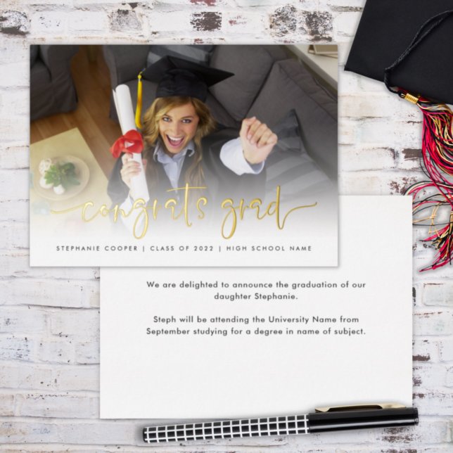 Photo Congrats Grad 2022 Announcement Gold Foil (Creator Uploaded)