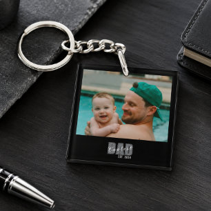 Photo Coolest Dad Est. Custom Year - Dad Gift Key Ring