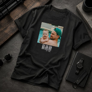 Photo Coolest Dad Est. Custom Year - Dad Gift T-Shirt