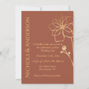 Photo Copper & Gold QR Code Wedding Invitation