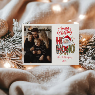Photo Coquette Ho Ho Ho Santa Christmas Holiday Card