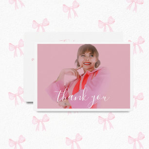 Photo Coquette Light Bow Thank You Card
