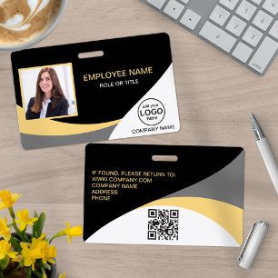 Photo Corporate Employee QR Code Black Yellow ID Badge