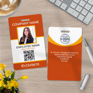 Photo Corporate Employee QR Code Orange Yellow ID Badge