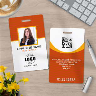 Photo Corporate Employee QR Code Orange Yellow ID Badge