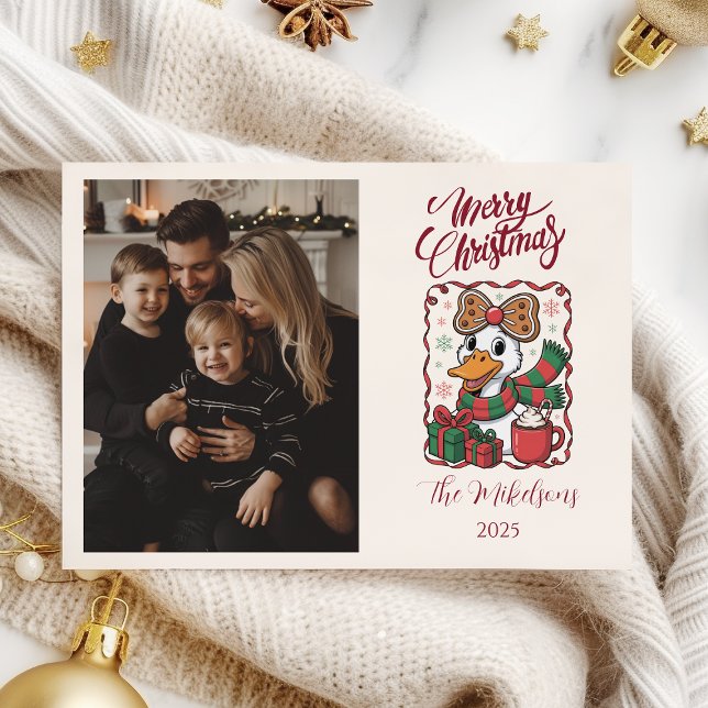 Photo Cosy Duck Christmas Holiday Card (Creator Uploaded)