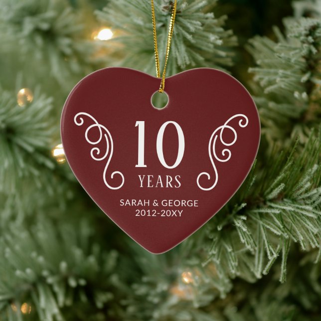 Photo Couple Anniversary Years Personalised   Ceramic Ornament (Tree)
