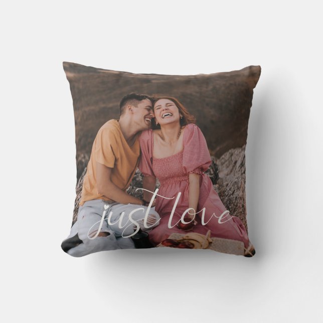 Photo Couple Just Love Script Cushion (Front)