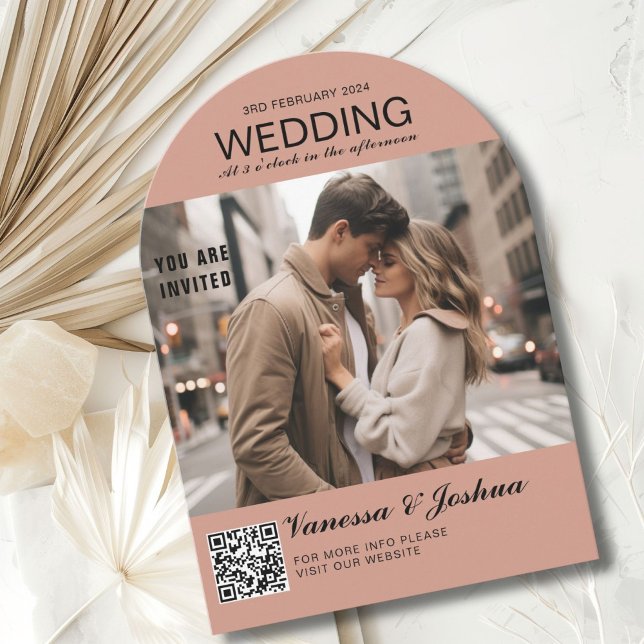 Photo Cover Magazin QR Code Wedding Invitation (Photo Cover Magazin QR Code Arch Wedding Invitation)