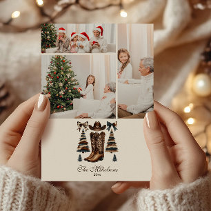 Photo Cowgirl Western Bow Christmas Holiday Card