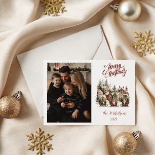 Photo Cozy Christmas Village Holiday Card