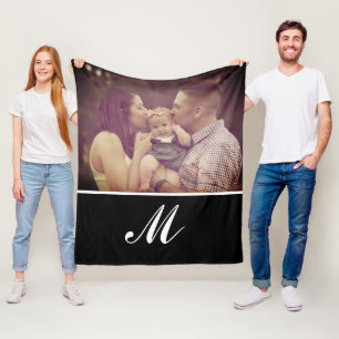 Photo Create Your Own Monogram Initial Custom  Fleece Blanket