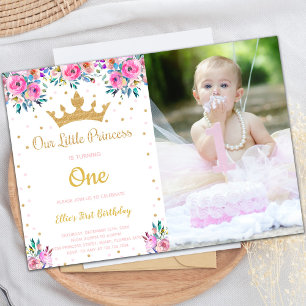 Photo Crown Glitter Princess Birthday Invitations