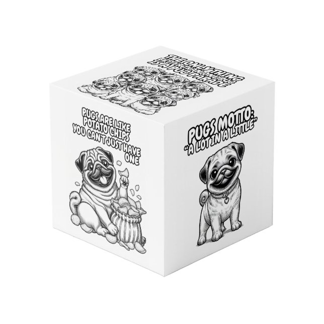 Photo Cube with lots of pugs and quotes (Front Angled)