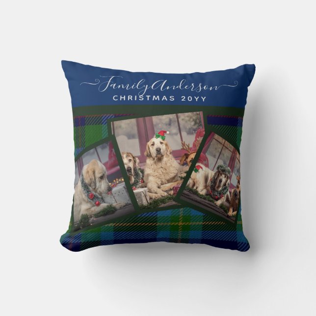 PHOTO CUSHION - Miller TARTAN Blue Christmas Gift (Front)