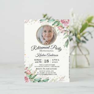 Photo Custom Botanical Retirement Party Invitation