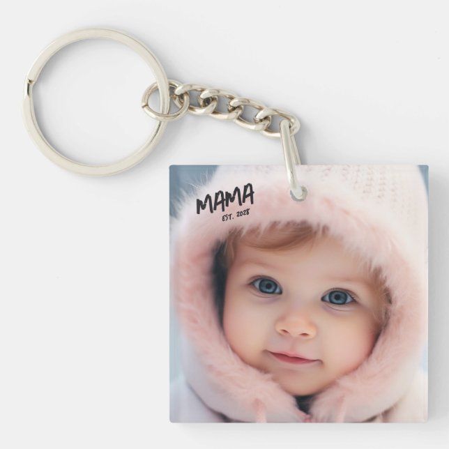 Photo Custom Mama Est Mother Key Ring (Front)