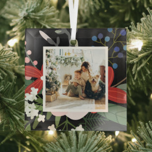 Photo Custom Personalised Christmas Glass Tree Decoration