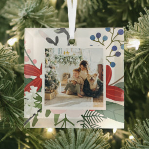Photo Custom Personalized Christmas Glass Tree Decoration
