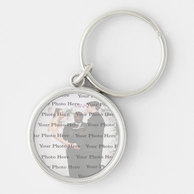 Photo Custom Round Silver Wedding Key Chain (Front)
