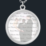 Photo Custom Round Silver Wedding Necklace<br><div class="desc">Personalise this pretty necklace to have as wedding favours at your wedding reception or to have one yourself as a remembrance of your special day. This necklace is also the perfect gift for the bride ant her bridal shower. Personalise by adding your photo.</div>