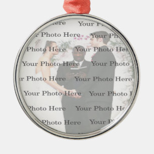 Photo Custom Round Silver Wedding Ornament