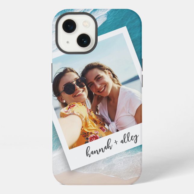 Photo Custom Script Text Beach iPhone Case (Back)
