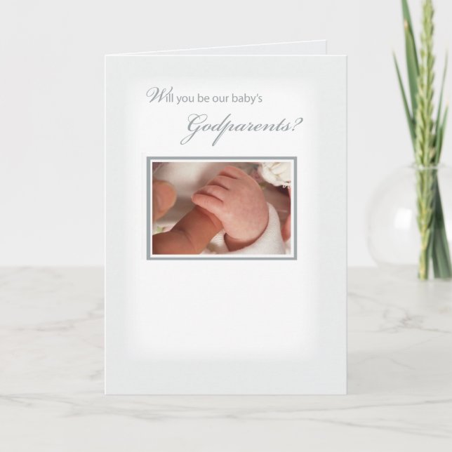 Photo Customisable Neutral Godparent Invitation (Front)