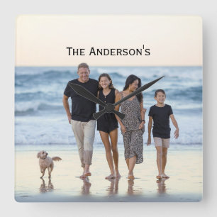 Photo Customise Monogram Personalise Picture Square Wall Clock