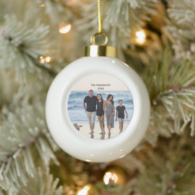 Photo Customise Personalise Christmas Ceramic Ball Christmas Ornament (Tree)