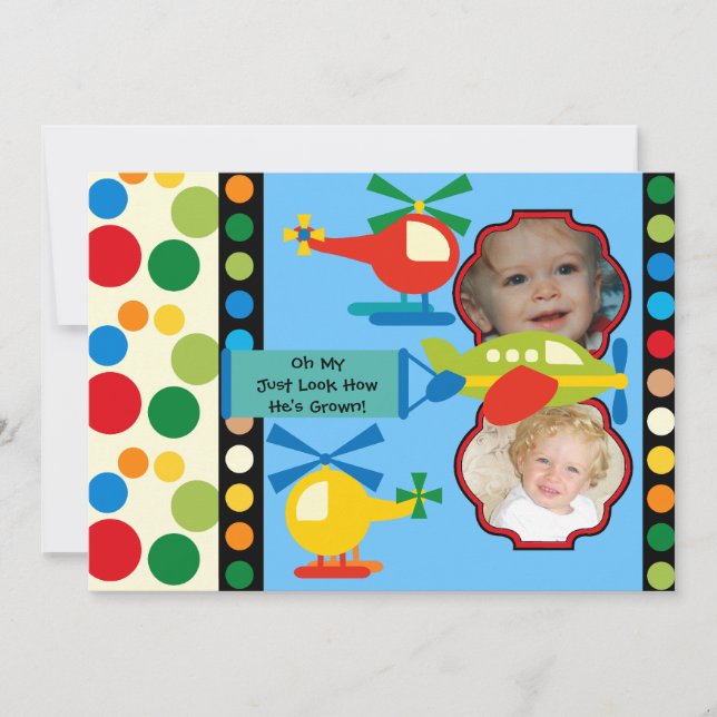 Photo Customised Aviation Birthday Invitation (Front)