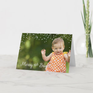 Photo Customised Christmas Card Silver Dots Frame