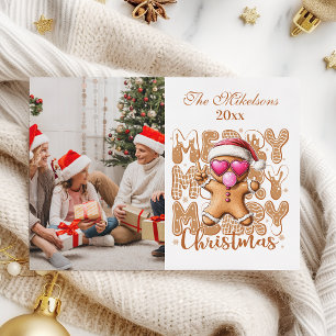 Photo Cute Gingerbread  Christmas  Holiday Card