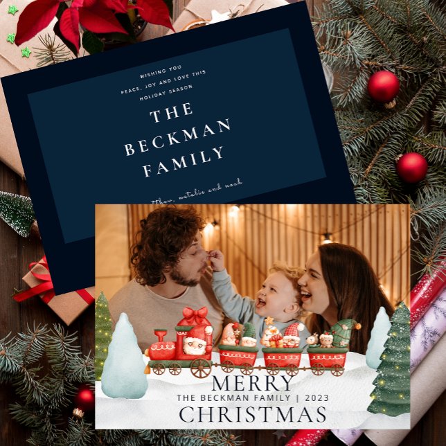 Photo Cute Gnomes Winter Snow Merry Christmas Holiday Card (Photo Cute Gnomes Winter Snow Merry Christmas Holiday Card)