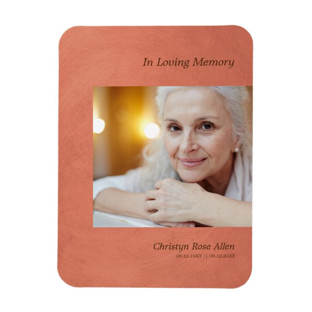 Photo Dear One Remember Orange Faux Metal Effect Magnet (Vertical)