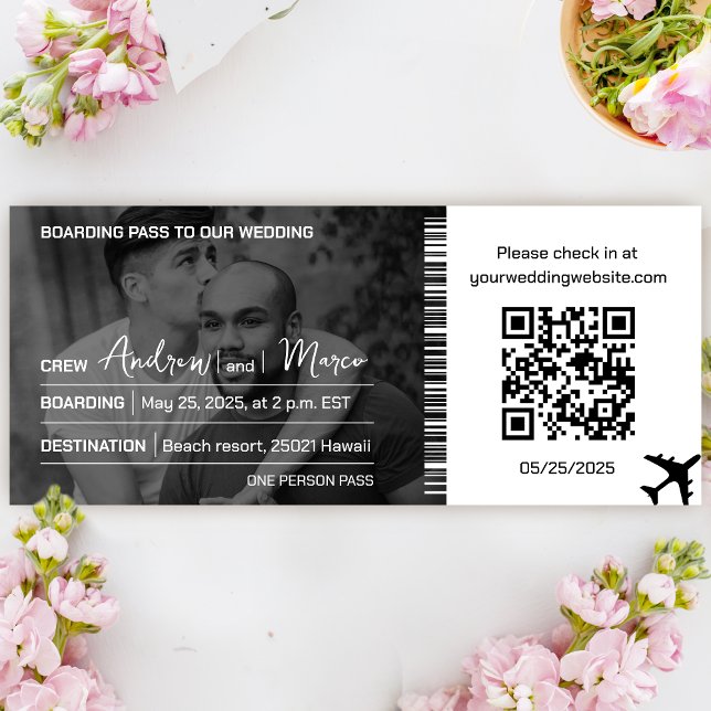 Photo Destination Boarding Pass Wedding Invitation (Photo Destination Boarding Pass Wedding Invitation)