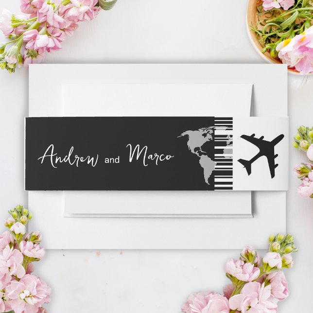 Photo Destination Boarding Pass Wedding Invitation Belly Band (Wedding Invitation Suite)