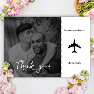 Photo Destination Boarding Pass Wedding Thank You Card
