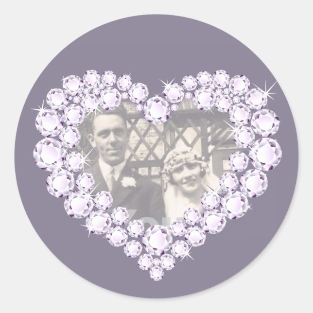 Photo diamond anniversary grey white stickers (Front)