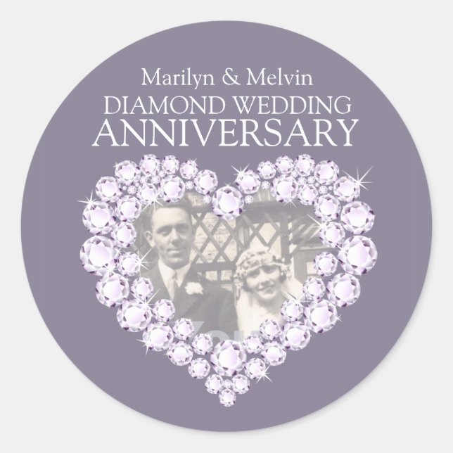 Photo diamond anniversary grey white stickers (Front)