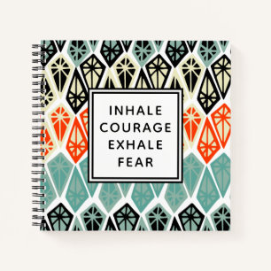 Photo Diamond Pattern Inhale Courage Exhale Fear Notebook