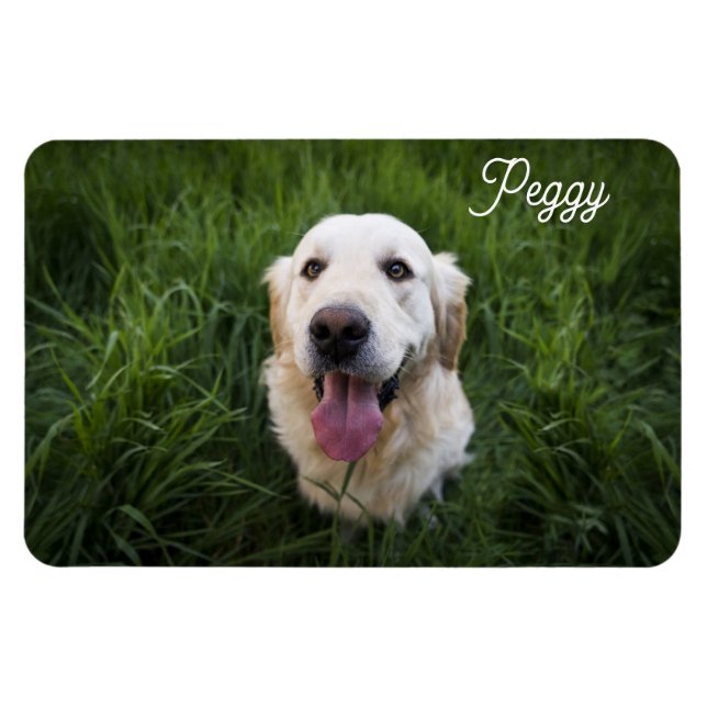 Photo Dog Add Name Easy Template Pet Puppy Magnet (Horizontal)
