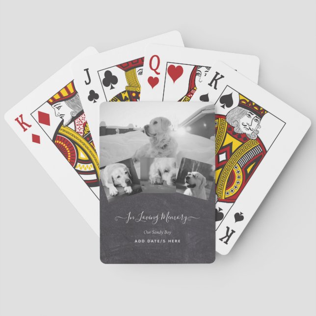 PHOTO Dog Memorial Gift- Pet Loss Keepsake Collage Playing Cards (Back)