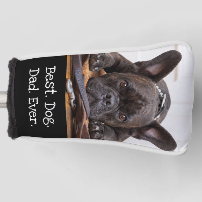 Photo Dog  Personalized Best Dog Dad Ever Black Golf Head Cover (Front)