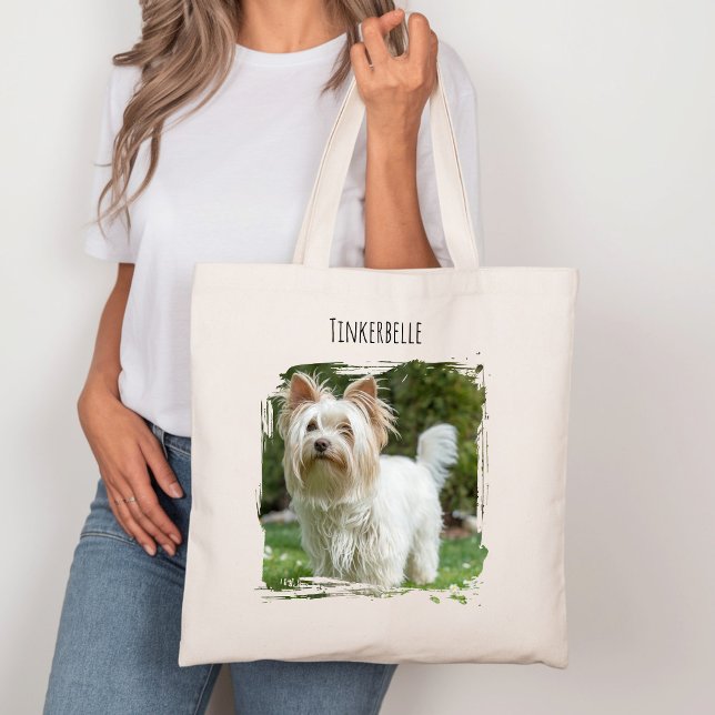 Photo Dog Pet with Name Tote Bag (Creator Uploaded)