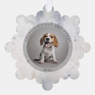 Photo Dog's First Christmas Family Tree Decoration Card