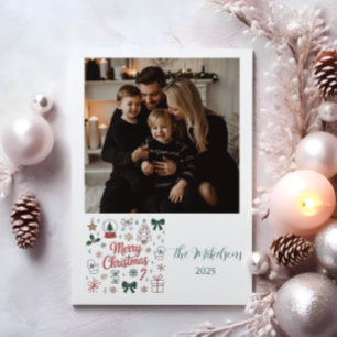 Photo Doodle Line Art Christmas Holiday Card